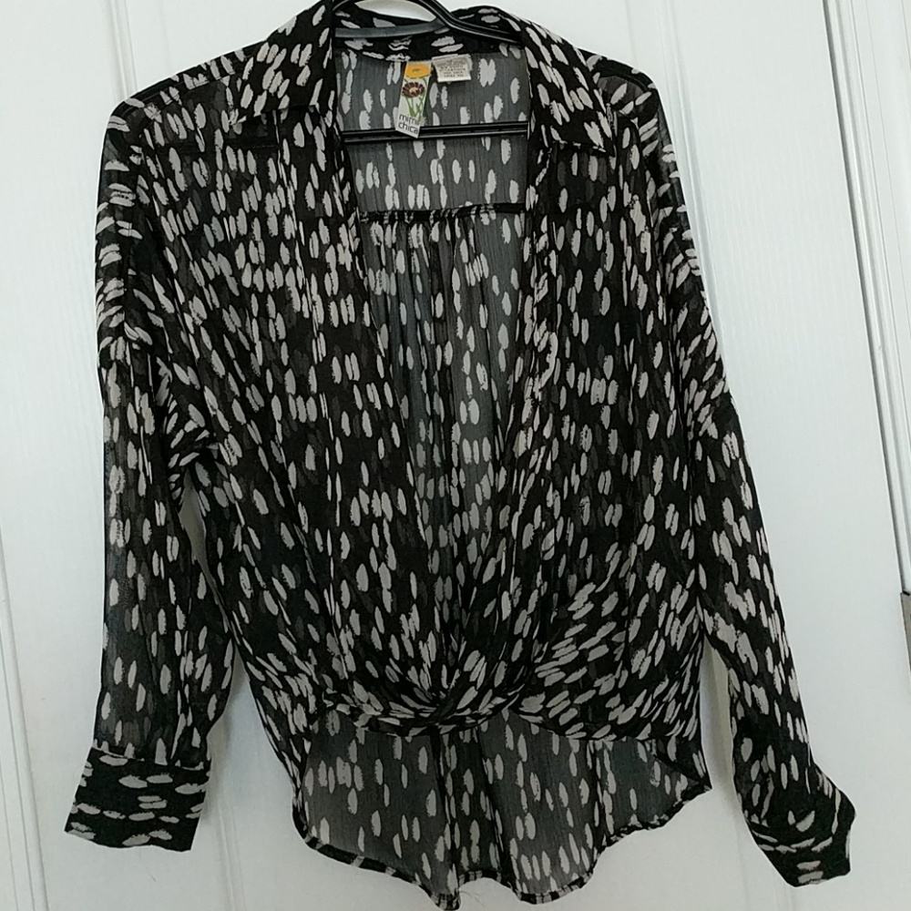 Sheer, low front flowy blouse